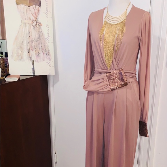 FabLux Mauve Jumpsuit Size Medium - Picture 8 of 8